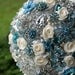 Teal Blue Brooch Bouquet. Deposit on a made to order Heirloom Wedding Broach Bouquet.