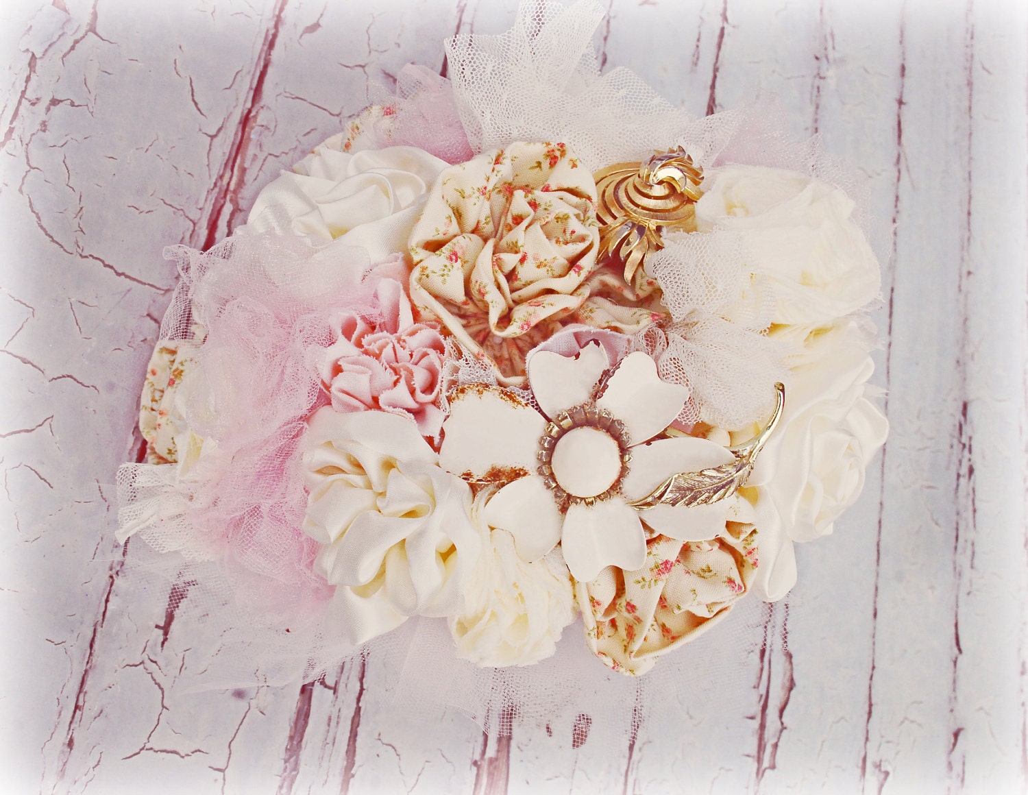 fabric flower bridal bouquet--custom designed
