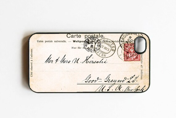 iPhone 4 Case - Vintage Postcard- Cases for iPhone 4, iPhone 5, Samsung S2 & S3