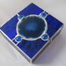 CIJ sale Cobalt blue stained glass jewelry box with blue agate slice lid