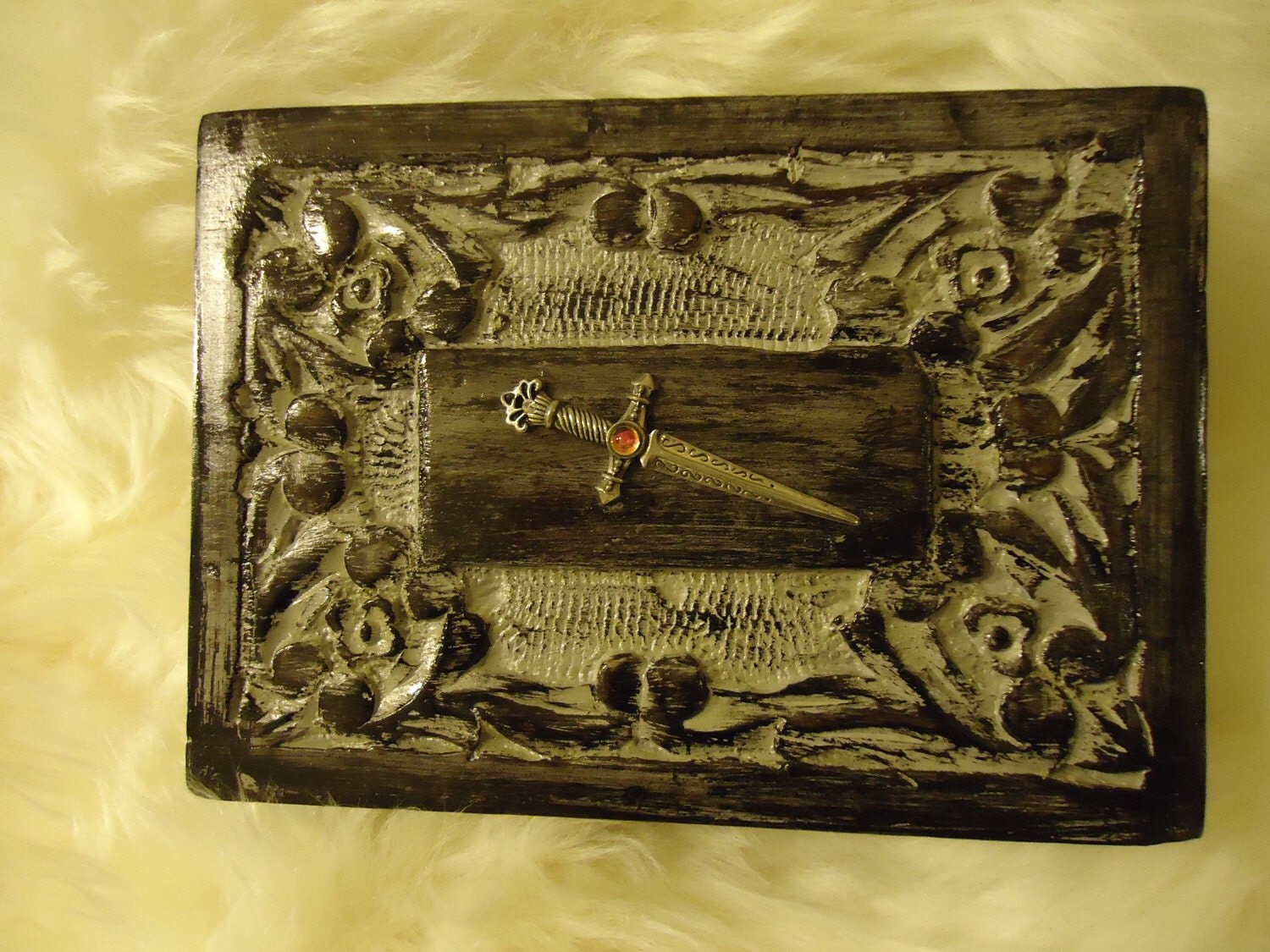 Halloween Storage Organization Carved Wood OOAK Witch Wiccan Pagan