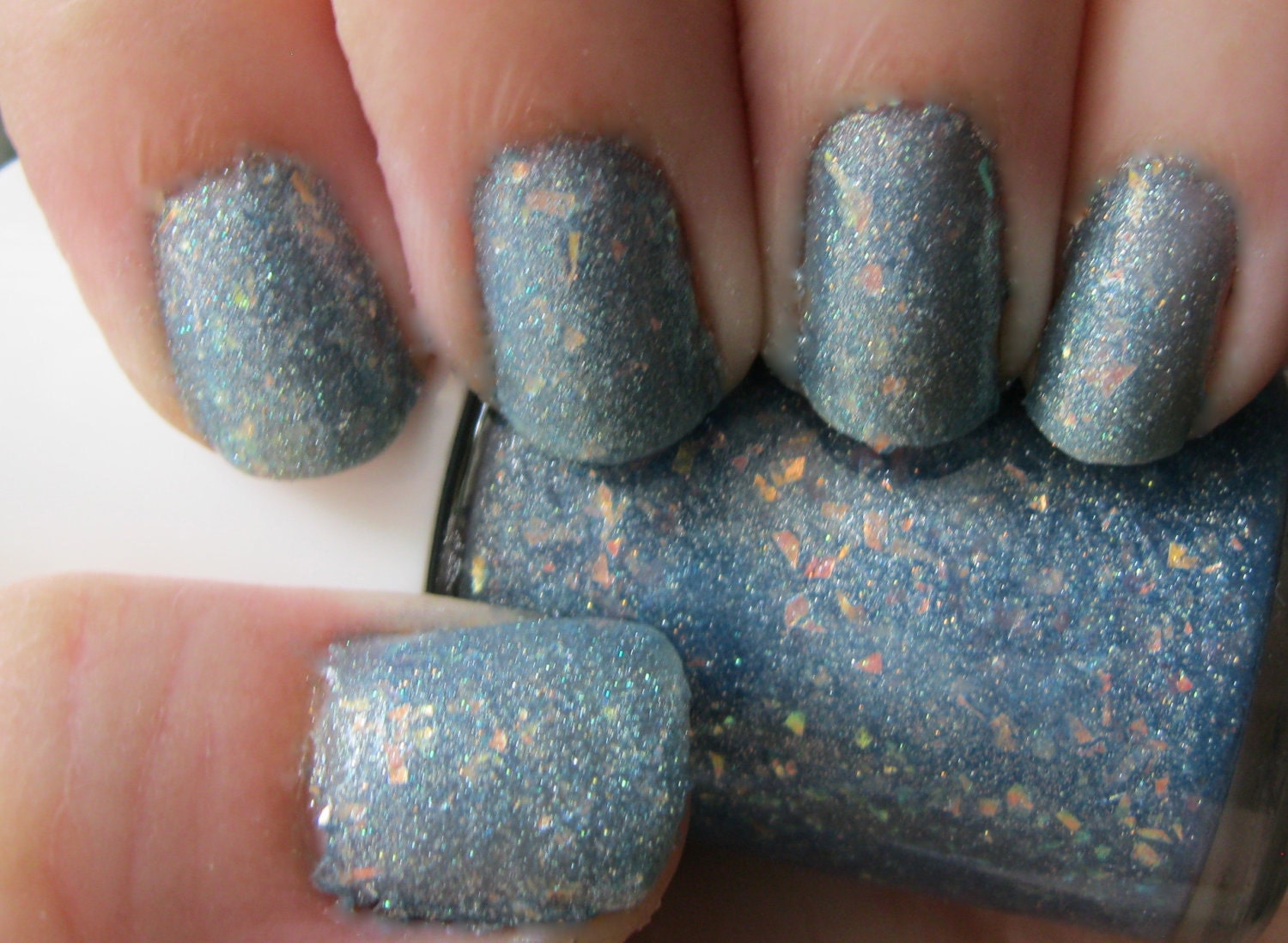 Tesseract. Custom Blue Shimmer With Flakies Nail Polish Blend.