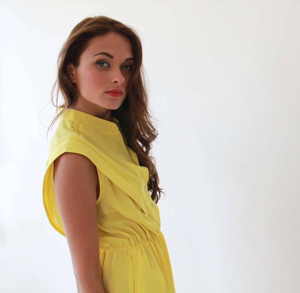Yellow,Knee Length,Women Dress, Summer Dress