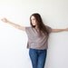 Crop Milky Brown Blouse, Boxy Silky Shirt