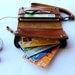 Brown Bifold leather  iPhone  wallet  wristlet   with large zipper