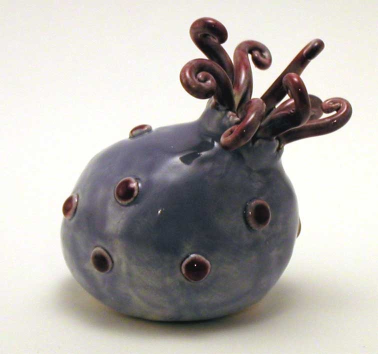 Sea Squirt Ceramic Mini Sculpture, Orchid Blue & Ruby/Orchid Red, number 15