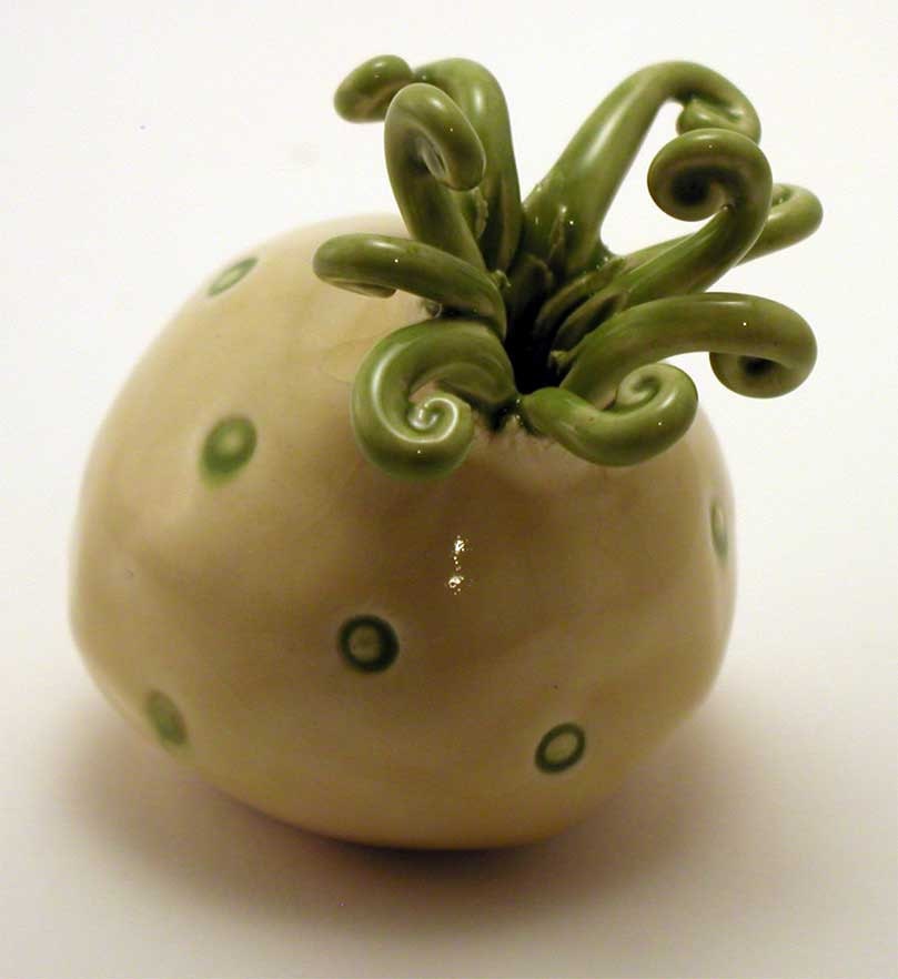 Sea Squirt Ceramic Mini Sculpture, Light Yellow & Kiwi Green, number 25