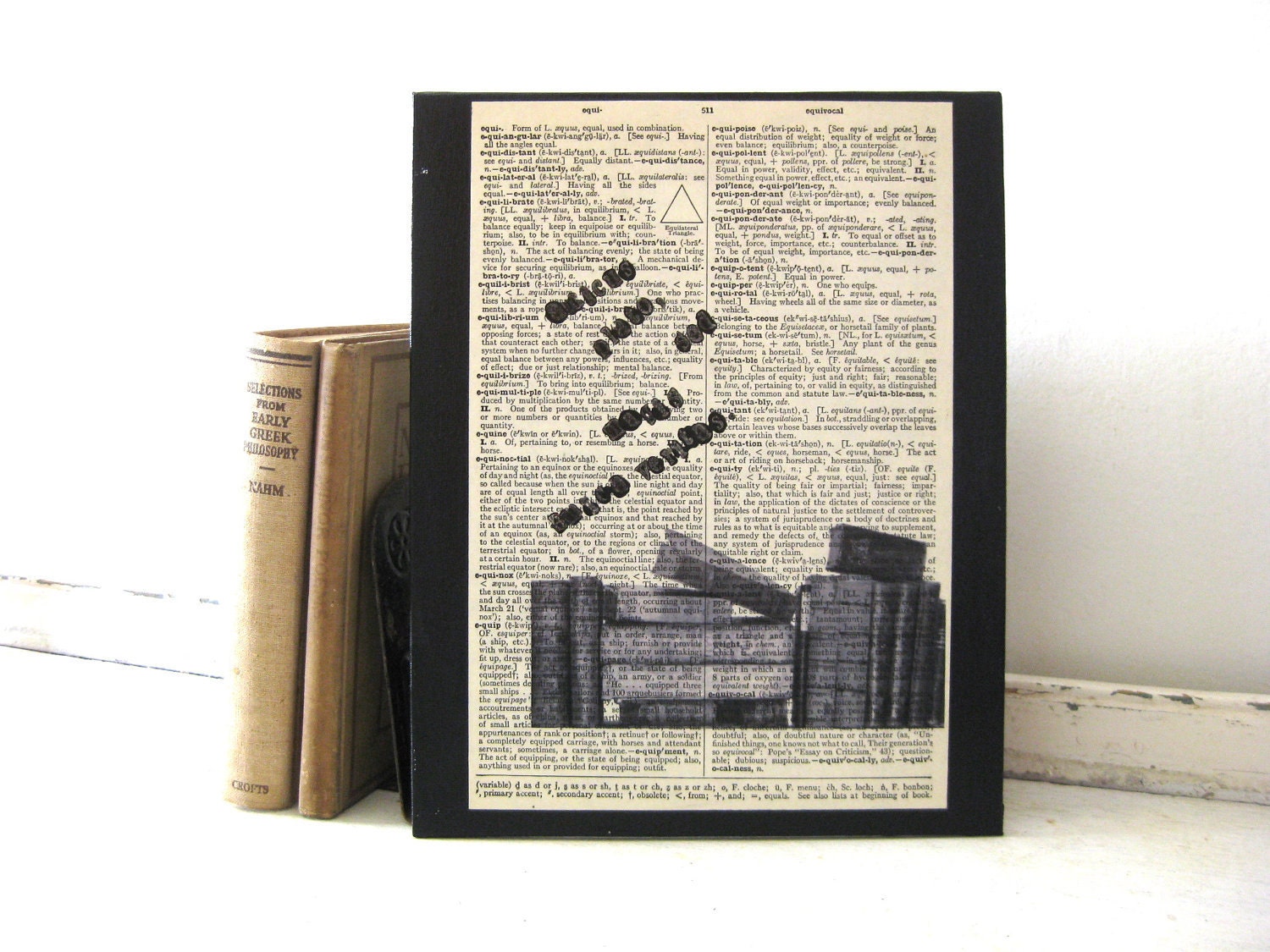 Latin Quote - Plato & Truth - 8 x 10 Black Canvas Art Panel - Vintage Dictionary Page - FREE SHIPPING - White Barn Art