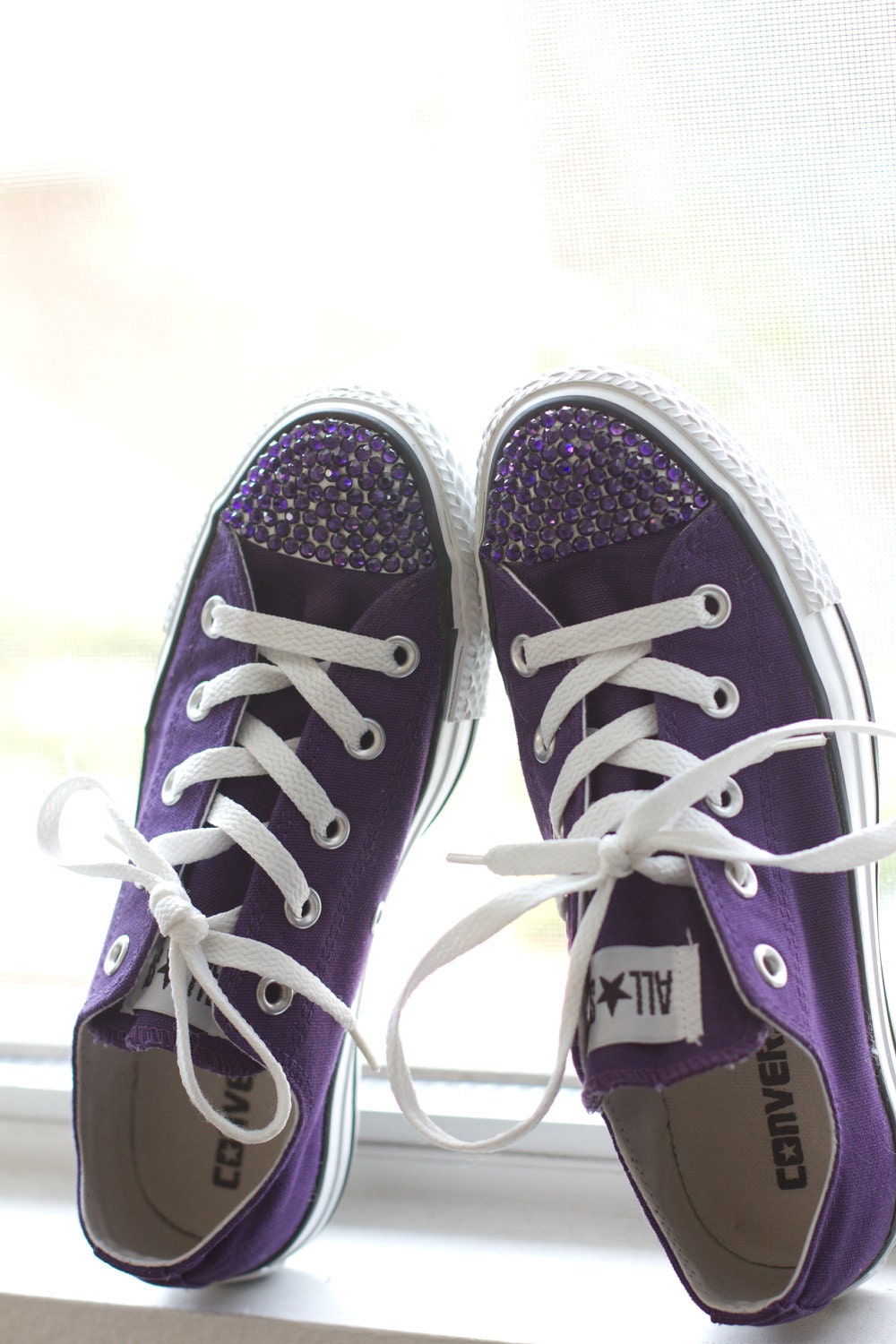 Purple Custom Swarovski Crystal Converse Sneakers