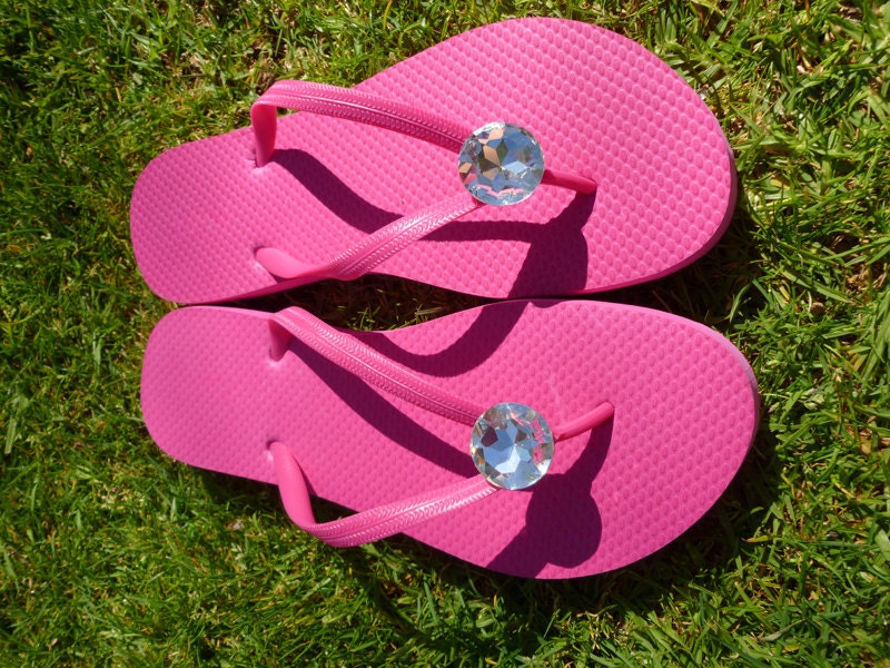 Hot Pink Giant Rhinestone Flip-Flop