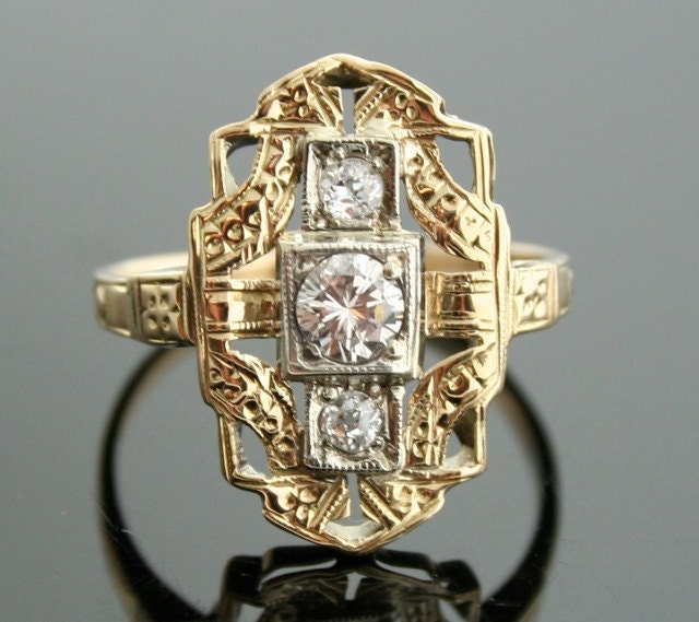 Antique Two Tone Diamond Ring