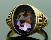 Vintage 18k Yellow Gold Amethyst Signet Ring by Black, Starr & Frost NY 1915