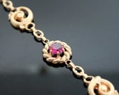 Antique 14k Yellow Gold and Synthetic Ruby Bracelet