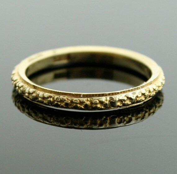 Green Gold Patterned  gold 14k  Band Wedding green Antique wedding band Ring
