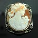 Antique Cameo Pin Pendant - 14k White Gold and Carved Shell