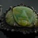 Vintage Mexican Silver - Carved Agate and Silver Bracelet