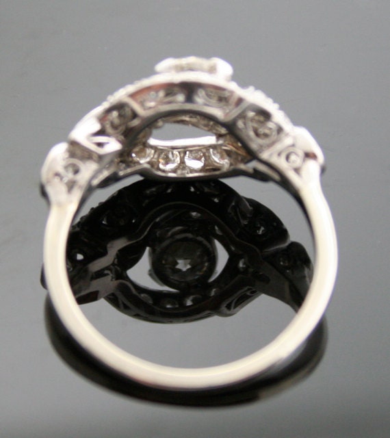 1930s Diamond Ring - Ornate 18k White Gold and Diamond Ring