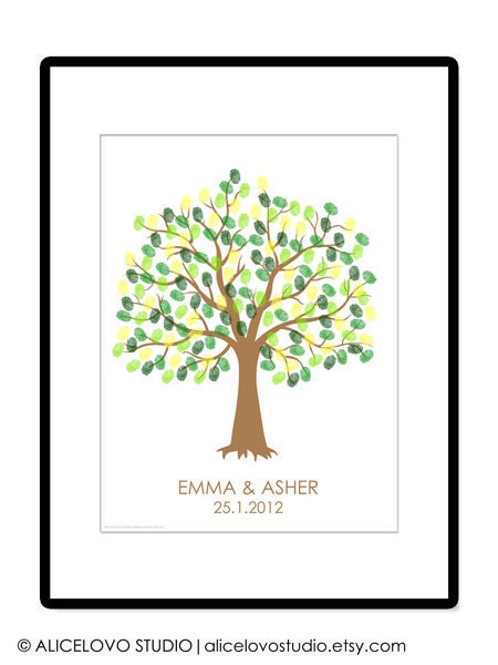 DIY Wedding Tree Guest Book - Wedding Registry - Personalized Guestbook - Thumbprint Signature Guestbook - Any Sizes - Printable PDF Poster