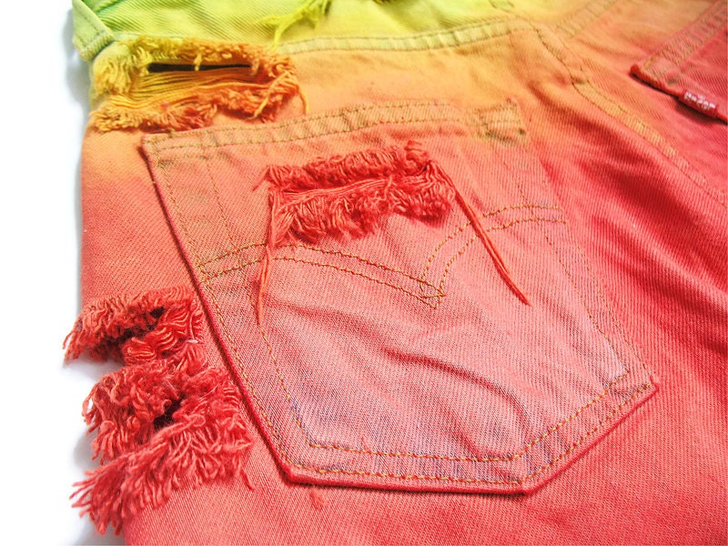 Levi ombre dip dye high waist shorts XS