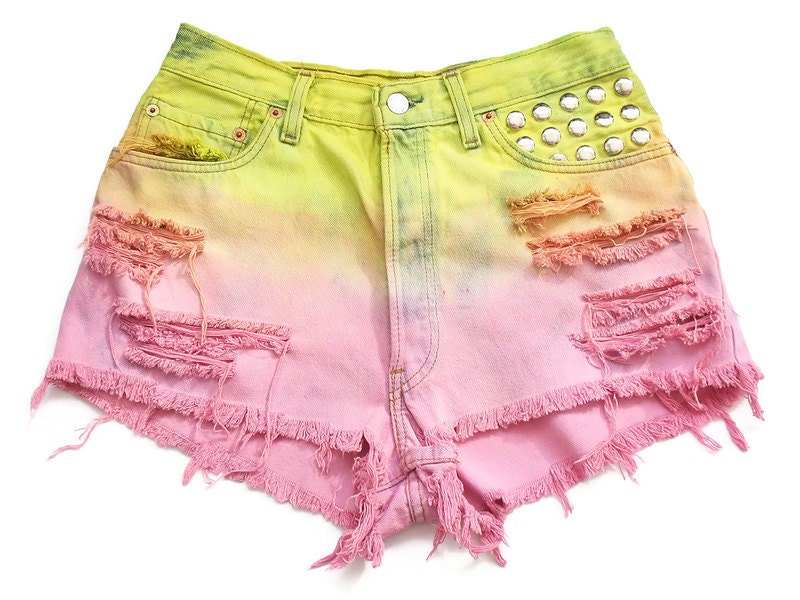 SALE 30% use SUMMER30 Pastel ombre high waisted shorts L