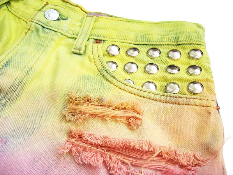 SALE 30% use SUMMER30 Pastel ombre high waisted shorts L