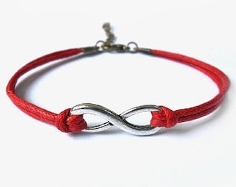 jewelry bangle vintage bracelet,silvery infinity wish red ropes bracelet, women's ropes bracelet 565A