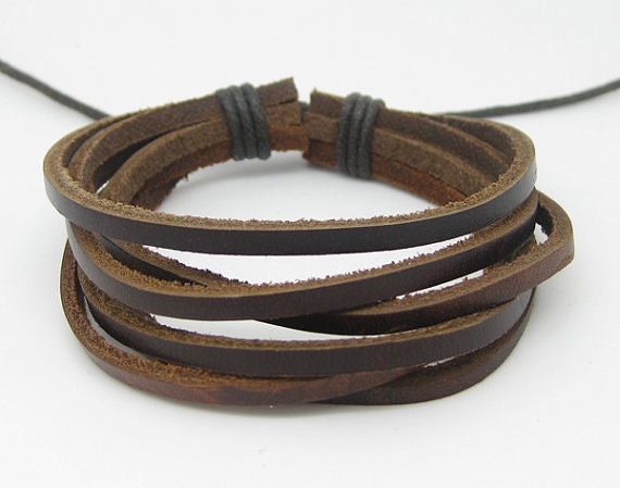 Punk   Fashion   Cuff Bracelet With 6 PCS Leather Woven  A10