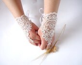Wedding Gloves, Wedding, Bridal Gloves, Fingerless Gloves, Ivory, Wedding accessories