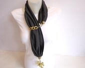 Womens scarf accessory, Jewelry Scarf , fashion, Grey