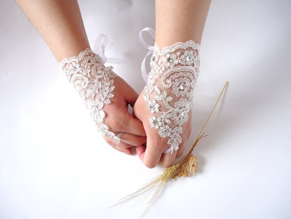 Wedding Gloves, Wedding, Bridal Gloves, Fingerless Gloves, Ivory, Wedding accessories