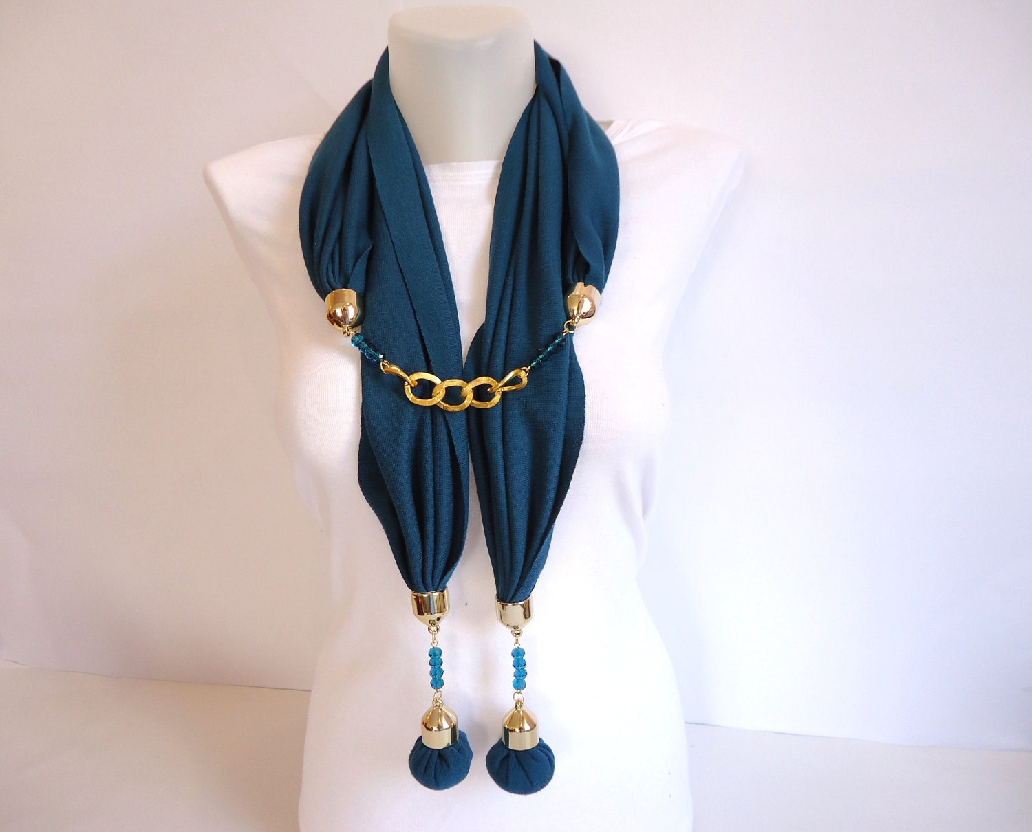 Scarf, Teal Turquoise Blue Women Jersey Scarf, Woman Scarf