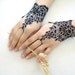 Black Lace Gloves, Lace Wedding Accessory, Bridal accessory, Fingerless Gloves, Black and silvery, asymmetric