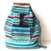 Tribal Fabric Backpack, Latin American, Peru, Blue Colorful Stripes