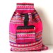 Tribal Fabric Backpack, Latin American, Peru, Bright Pink Colorful Stripes