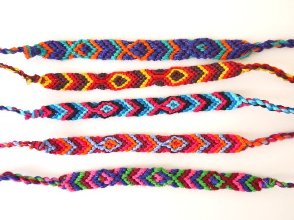 Woven Friendship Bracelets, South American, Bright Colors, SET OF 5