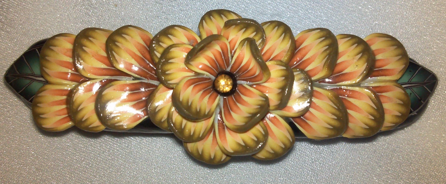 Barrette - Golden/Orange Petal Barrette