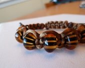 ON SALE Macrame Bracelet with Glass Beads, Satin Cord & Sliding Adjustable Closure