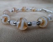 Golden Yellow and White Swirl Glass Bead Bracelet on with Toggle Closure