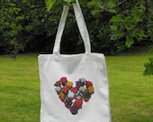 Canvas Bag or Tote with Crochet Flower pots heart photo printed