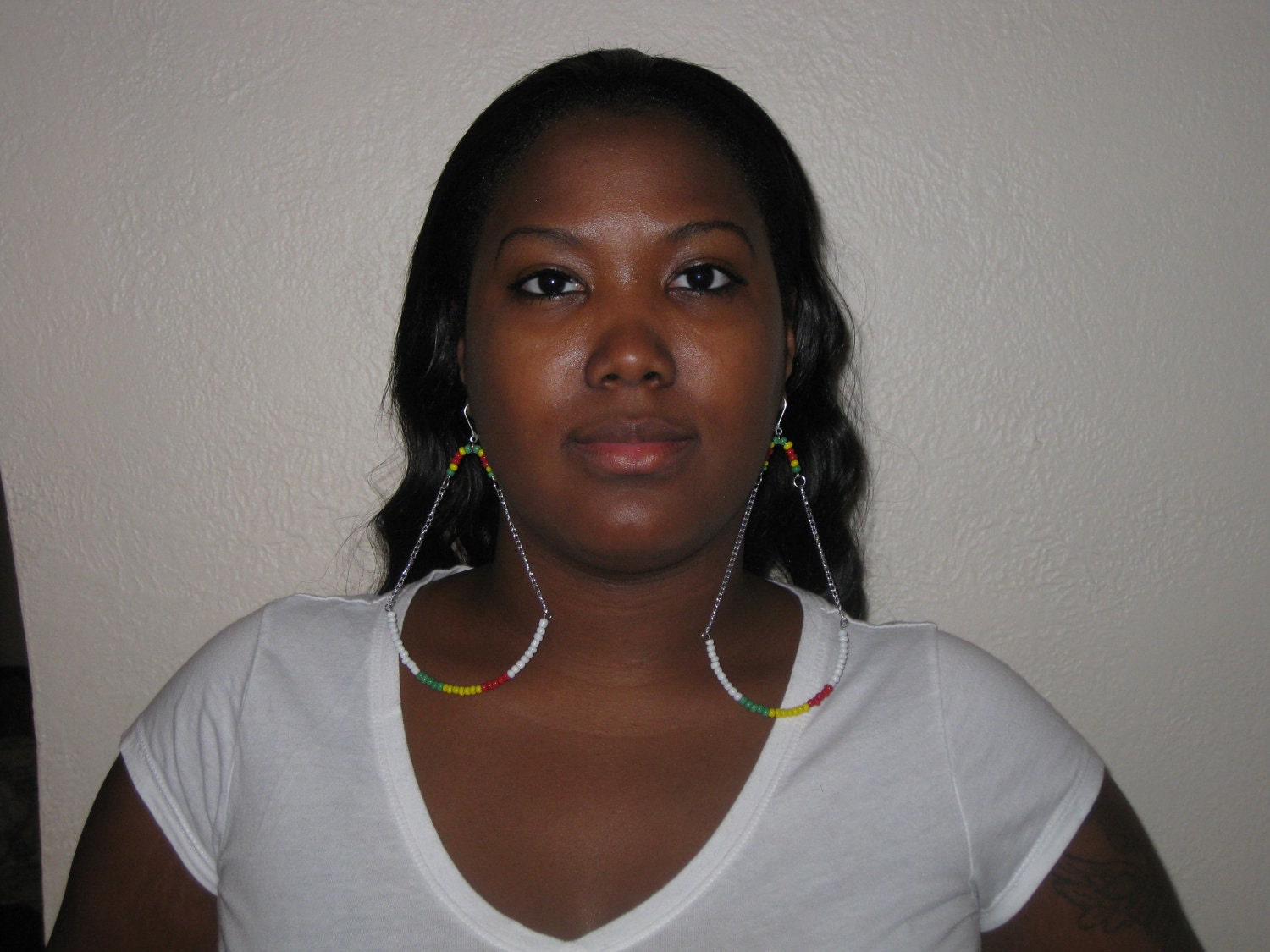 Long dangle Rasta inspired earrings