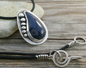 Sterling Silver Pendant, Blue Enamel Pendant, Tear Drop Pendant OOAK