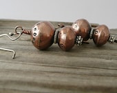 Dangle Earrings, Drop Earrings, Copper Earrings, Hollow Form earrings, Sterling Silver, Mixed Metal Earrings