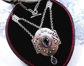 Antique Arts and Crafts Silver Necklace Amethyst MB & Co. Murrle Bennett c1900