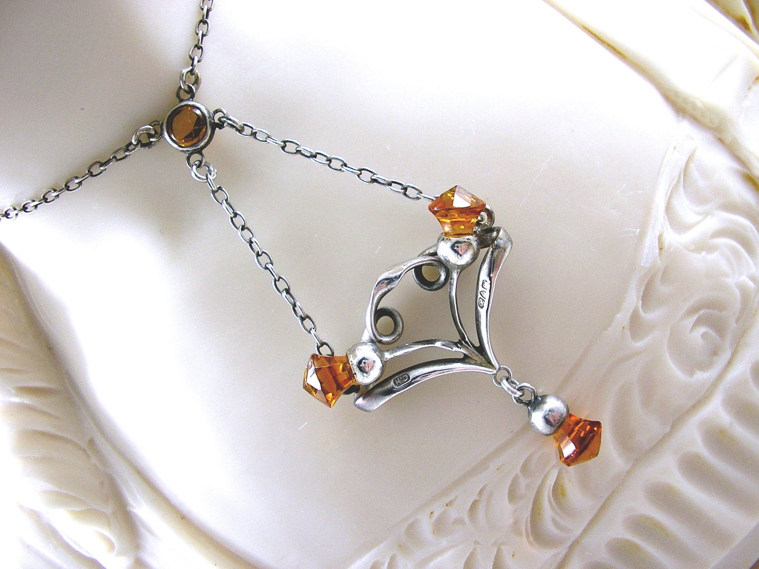 Antique Charles Horner Silver Necklace Art Nouveau Scottish Thistle