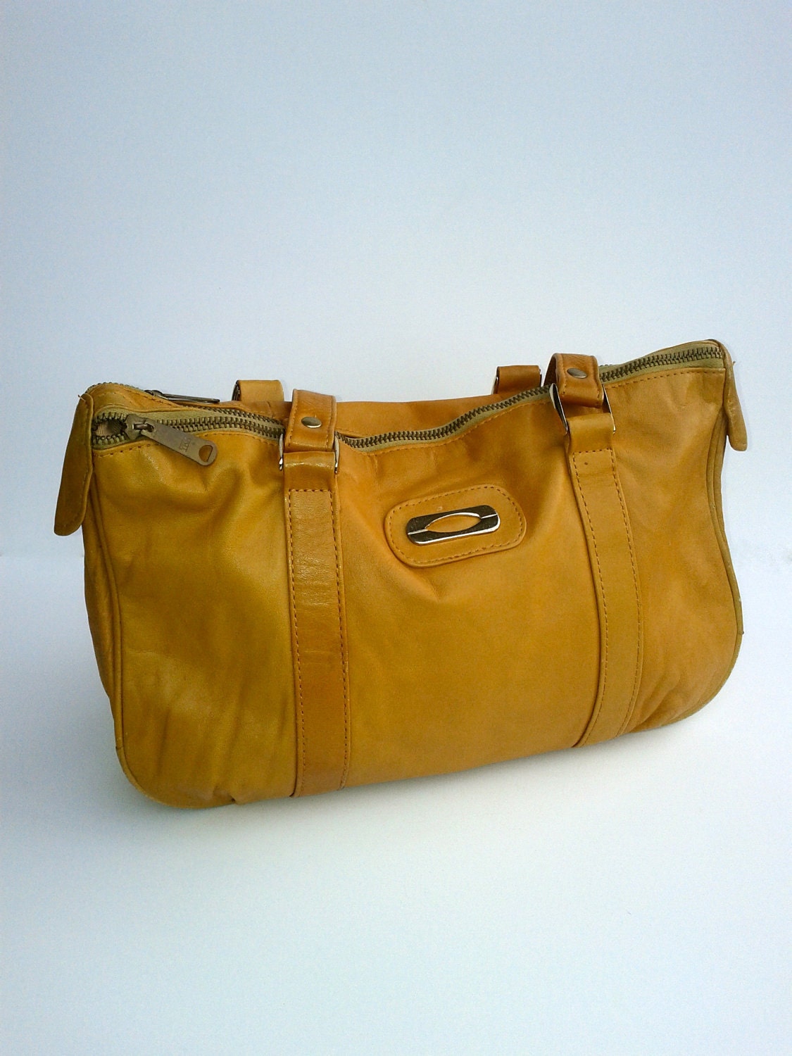 Cute Purse Mustard Camel Yellow Vintage Leather Shoulder Strap