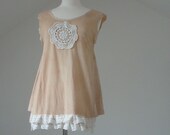 Upcycled Woman's Clothing Romantic Eco Style Little Tunic Doily Summer Fashion Doll Party Mori Girl Inspired Fairy gown handmade in UK OOAK