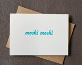 Letterpress Greeting Card - Moshi Moshi - Teal