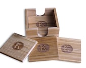 Coaster Set Laser Engraved Bamboo Monogrammed