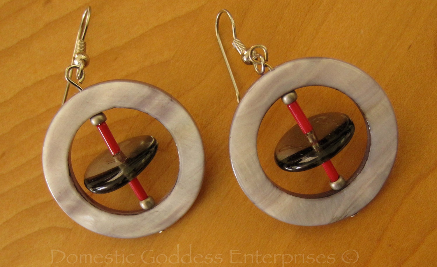 Shell Ring and Glass Disc Earrings
