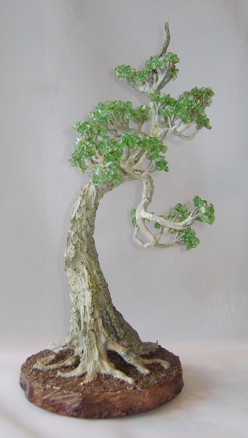 Japanese Chinese Bonsai Tree Wire Beaded Sculpture Home Decor